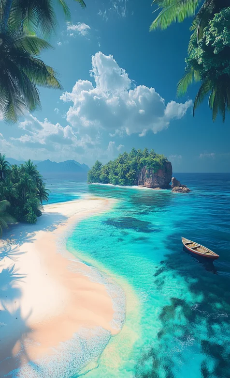 海岸，沙滩，椰树，树林，蔚蓝的大海，海水，唯美景色手机壁纸图片 – 高清 桌面壁纸 开放版权素材 免费下载 手机电脑
