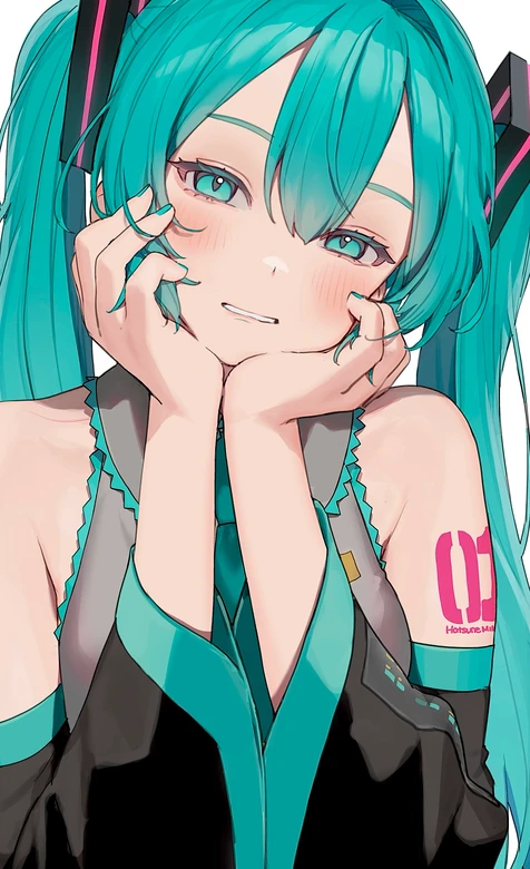 初音未来·双马尾笑颜 二次元日系虚拟歌姬手机壁纸 – 高清 桌面壁纸 开放版权素材 免费下载 手机电脑通用背景图