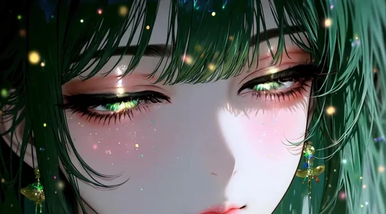 绿发少女·四叶草眼瞳 二次元唯美动态电脑壁纸