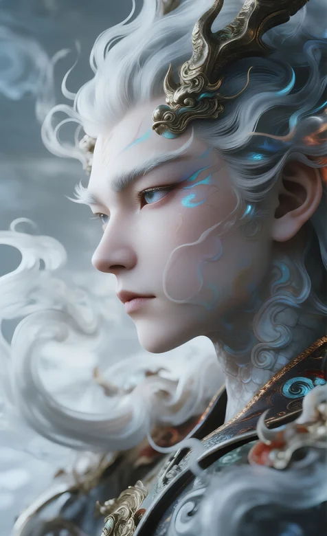 《玄幻国风 银发神龙拟人华丽壁纸》 – 高清 桌面壁纸 开放版权素材 免费下载 手机电脑通用背景图