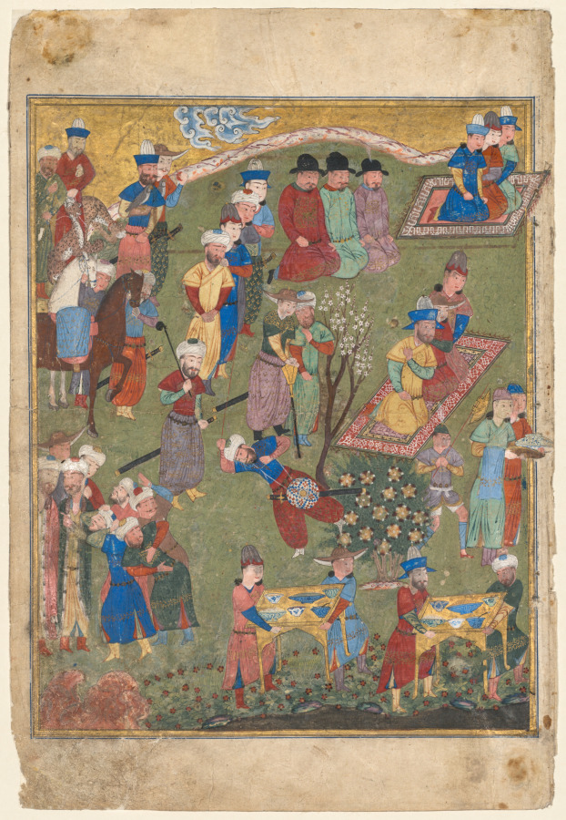 Royal Reception in a Landscape, left folio from the double