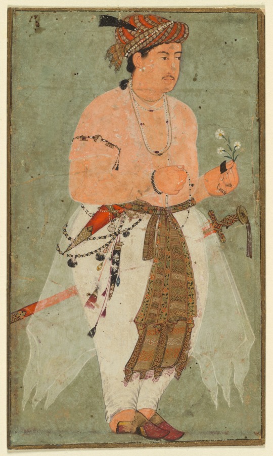 A Mughal Prince, Perhaps Danyal, Holding a Sprig of Flower