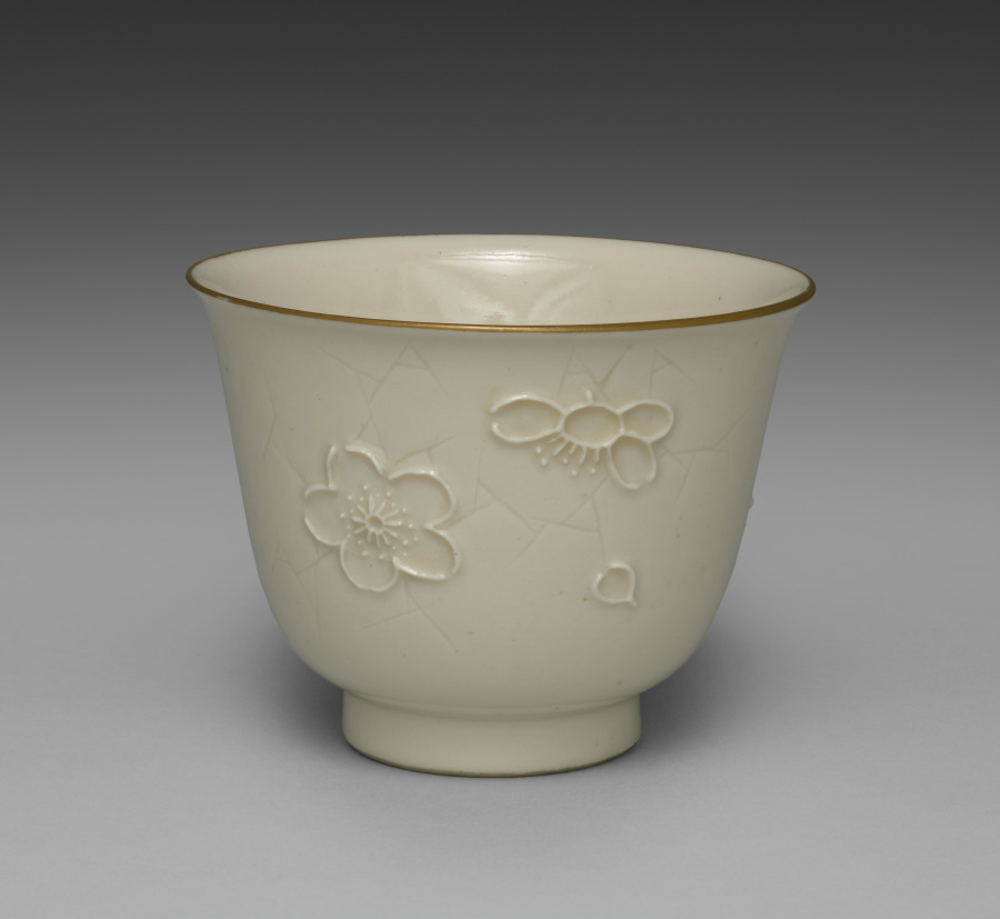 Drinking Cup from Dining Set with Plum Blossoms and Cracke