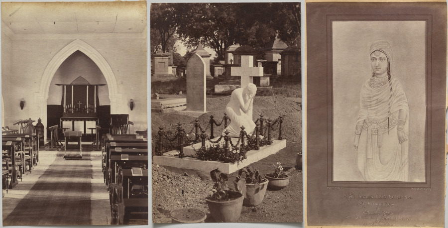 Interior of Church, Neemuch (recto, right); Grave of Dr. F