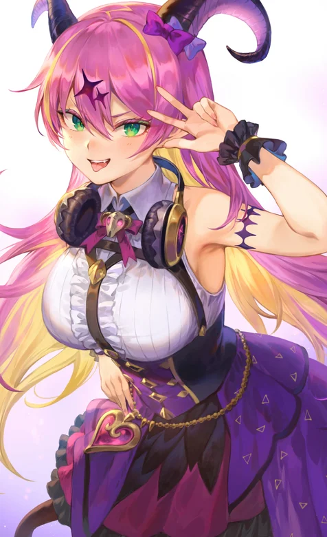 比剪刀手手势的恶魔女仆动漫人物手机壁纸 – 高清 桌面壁纸 开放版权素材 免费下载 手机电脑通用背景图