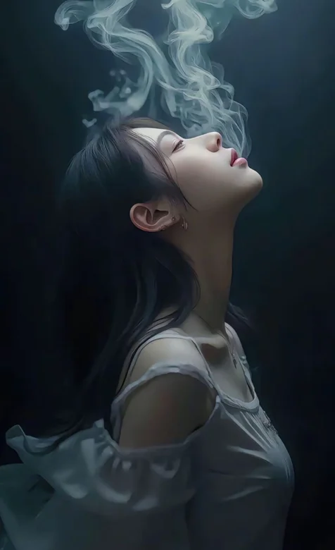 吐烟雾的女生，烟雾，昂着头，闭着眼睛吐烟雾的美女手机壁纸图片 – 手机电脑通