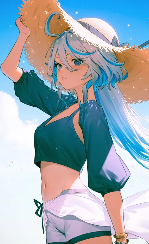 带着超大防晒斗笠的清凉穿搭牛仔裤夏日动漫少女高清手机壁纸图片 – 高清 桌面壁纸 开放版权素材 免费下载 手机电脑通