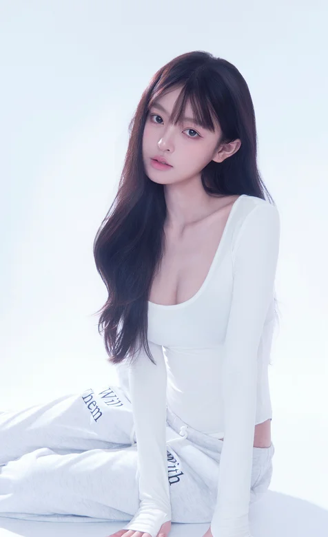 慵懒随性风穿搭！紧身衣配休闲裤的长发美女写真手机壁纸 – 高清 桌面壁纸 开放版权素材 免费下载 手机电脑通用背景图