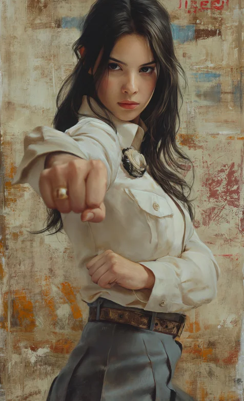 单手出拳，眼神犀利的外国年轻美女手机壁纸图片 – 高清 桌面壁纸 开放版权素材 免费下载 手机电脑通用背景图