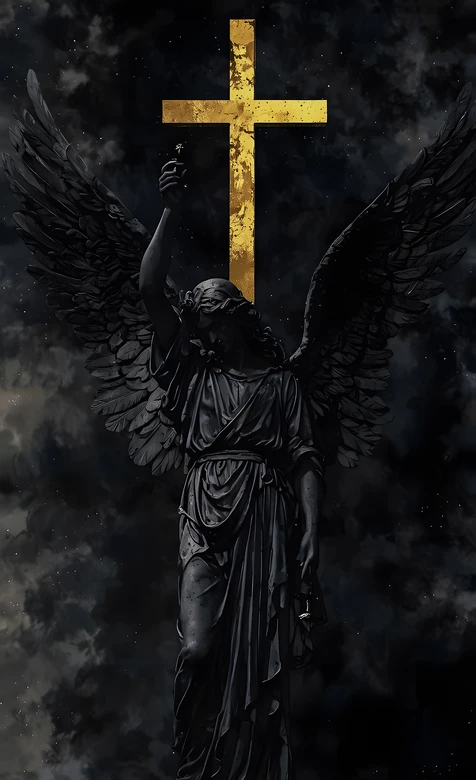 暗黑天使雕像·金色十字架·AFERA XV 暗黑神秘手机壁纸 – 高清 桌面壁纸 开放版权素材 免费下载 手机电脑通