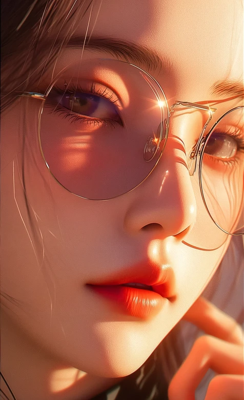 戴眼镜写实美女·唯美暖光风 暖光氛围感手机壁纸推荐