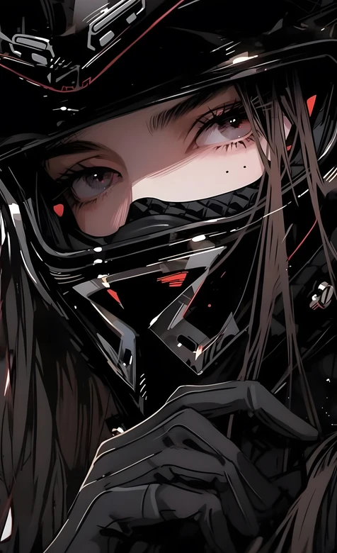 暗黑系二次元机车少女·头盔酷飒造型 高人气机车风手机壁纸 – 高清 桌面壁纸 开放版权素材 免费下载 手机电脑通用背-iPhone17-1