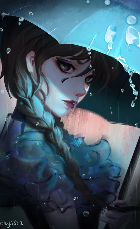 拿着雨伞的大辫子动漫大眼美女手机壁纸 – 高清 桌面壁纸 开放版权素材 免费下载 手机电脑通用背景图