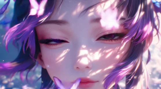 紫发蝶舞少女·唯美梦幻二次元动态电脑壁纸
