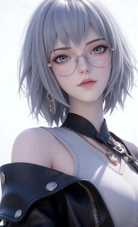 银发短发少女·白老板“白月魁”·写实3D风格·原创CG 高质感手机桌面 – 高清 桌面壁纸 开放版权素材 免费下载