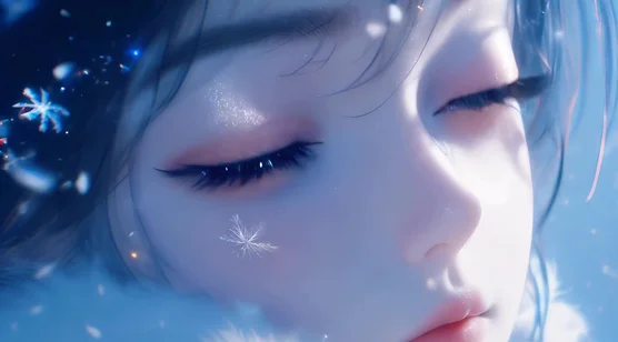 唯美二次元动漫少女·星空眼眸雪花特效 超仙动态电脑壁纸 – 手机电脑通用背景
