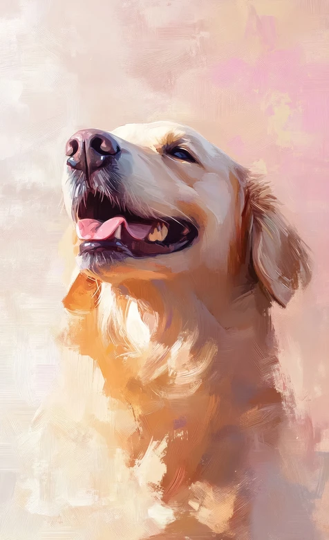 金毛犬·快乐笑颜 油画风治愈系宠物油画壁纸 – 高清 桌面壁纸 开放版权素材 免费下载 手机电脑通用背景图-iPhone17-1