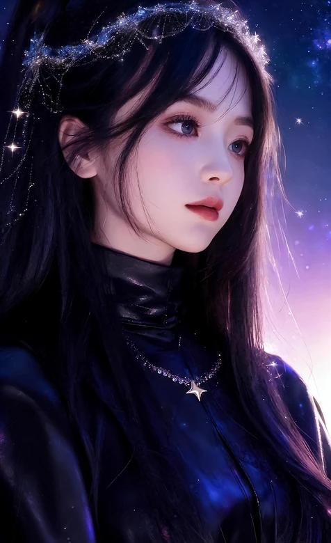 暗黑星空少女·星饰皮衣 原创唯美 高人气竖屏壁纸 – 高清 桌面壁纸 开放版权素材 免费下载 手机电脑通用背景图