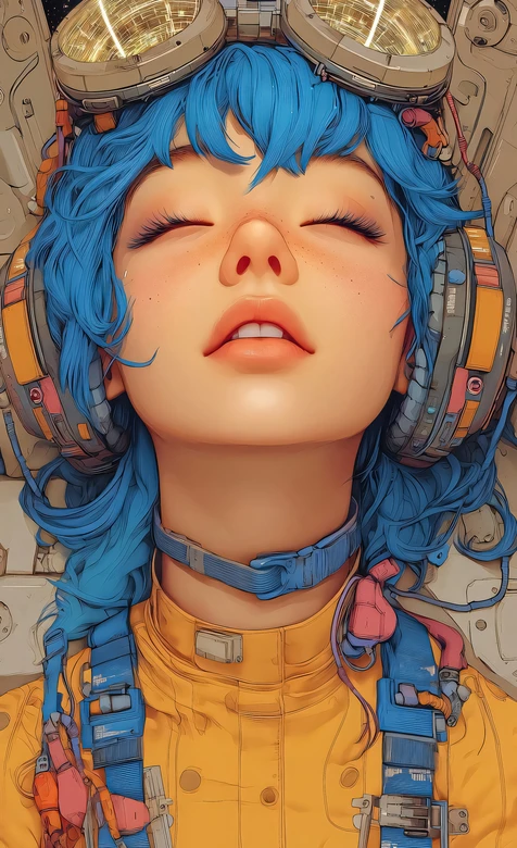 蓝发科幻少女·赛博朋克风 宇航服护目镜手机壁纸（高人气科幻壁纸） – 手机电