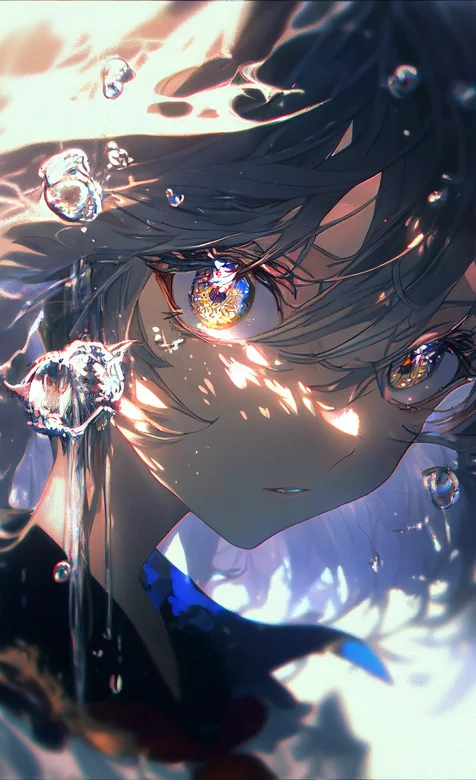 大眼水晶瞳孔的短发动漫少女插画手机壁纸 – 高清 桌面壁纸 开放版权素材 免费下载 手机电脑通用背景图