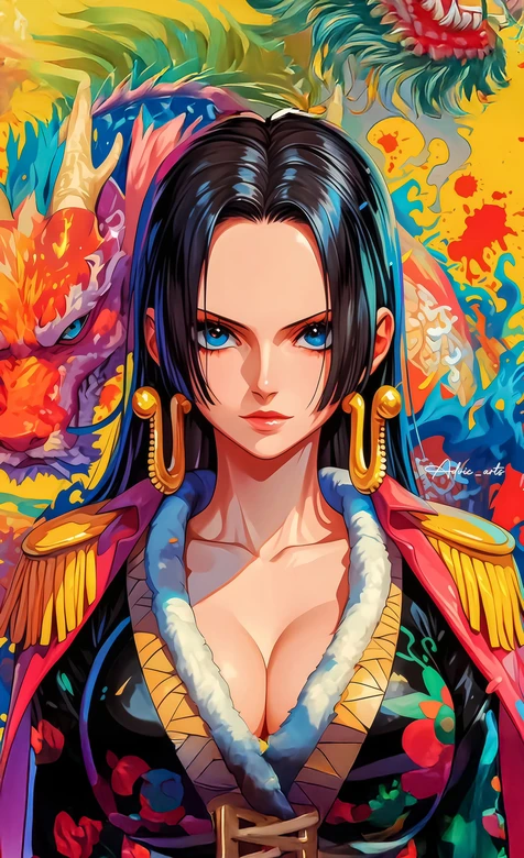 波雅·汉库克（女帝）国潮炫彩风海贼王动漫手机壁纸 – 高清 桌面壁纸 开放版权素材 免费下载 手机电脑通用背景图