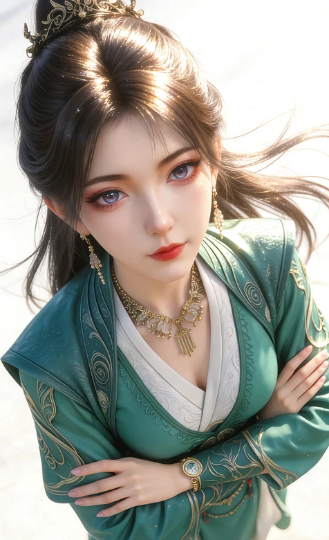 凡人修仙传人物·慕沛灵·青绿金纹华服 国风唯美CG 手机壁纸热款 – 手机电