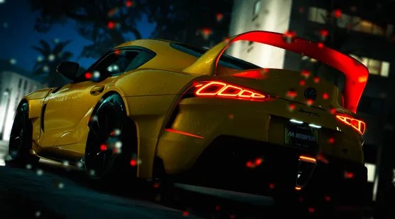 黄色丰田Supra跑车·深夜炫酷写实·The Crew Motorfest超跑电脑壁纸 – 高清 桌面壁纸 开放版权