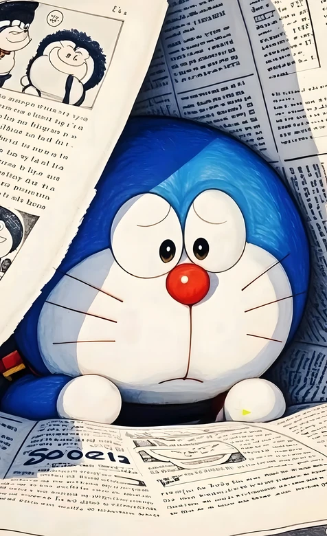 哆啦A梦·委屈神态 报纸漫画风日漫经典动漫壁纸