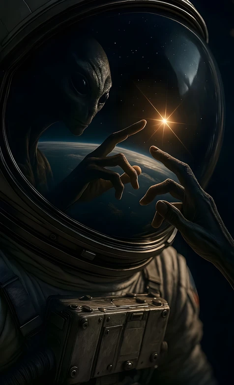 外星生命·指尖触星 暗黑写实宇宙地球科幻风 超现实科幻手机竖屏壁纸 – 高清 桌面壁纸 开放版权素材 免费下载 手机