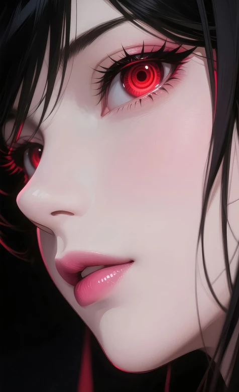 二次元红瞳黑发少女·暗黑精致风 动漫插画手机壁纸 – 高清 桌面壁纸 开放版权素材 免费下载 手机电脑通用背景图-iPhone17-1