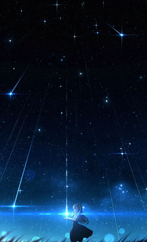 星空下的少女唯美手机壁纸图片 – 高清 桌面壁纸 开放版权素材 免费下载 手机电脑通用背景图
