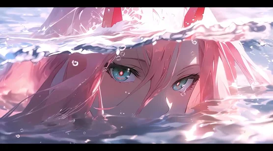 Zero Two（02）·水中凝视 二次元唯美 动态电脑壁纸精选 – 手机电
