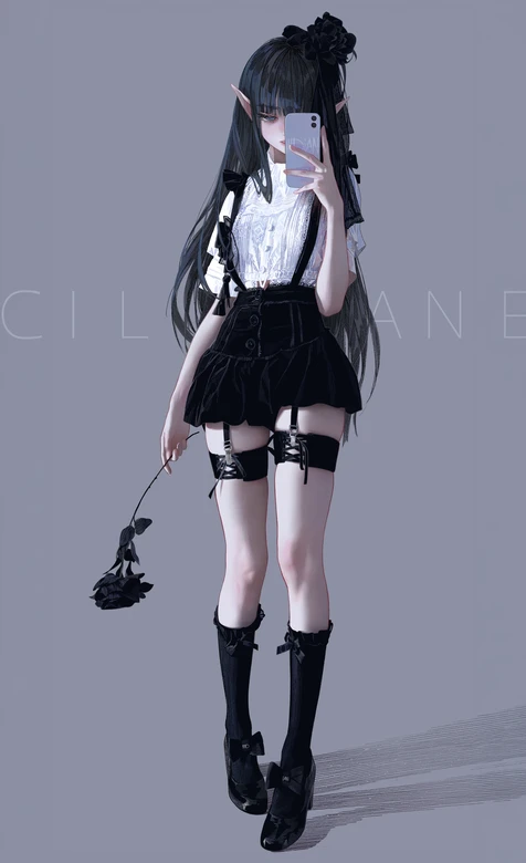 暗黑哥特风精灵耳少女·原创插画 小众个性手机壁纸 – 高清 桌面壁纸 开放版权素材 免费下载 手机电脑通用背景图