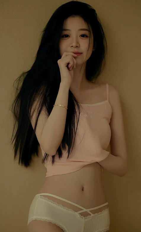 微微的笑，青春可人，把手伸进自己小背心的漂亮女生靠墙站立写真手机壁纸图片 – 高清 桌面壁纸 开放版权素材 免费下载