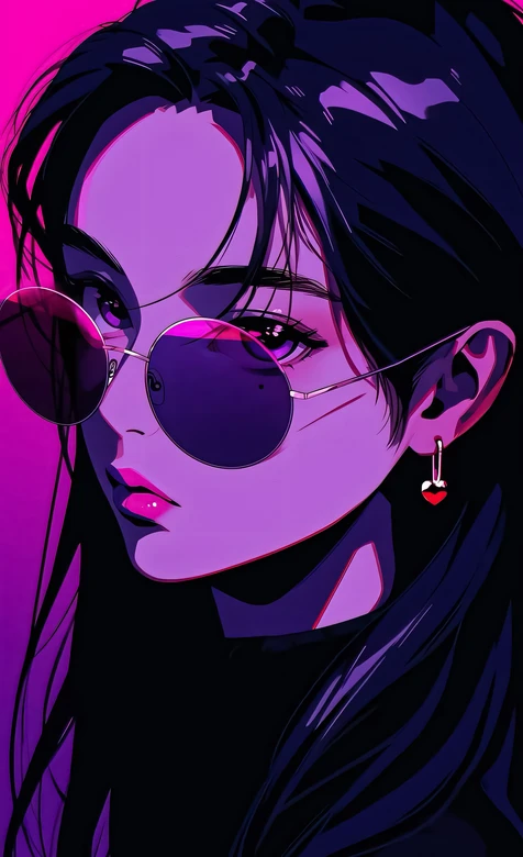 动漫少女·霓虹赛博风（墨镜）超酷潮流手机壁纸 – 高清 桌面壁纸 开放版权素材 免费下载 手机电脑通用背景图-iPhone17-1