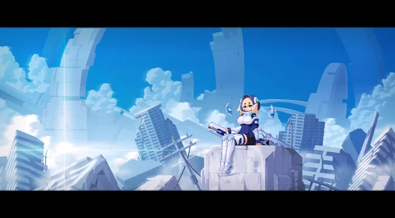 科幻机甲少女·废墟都市 二次元游戏风动态电脑壁纸
