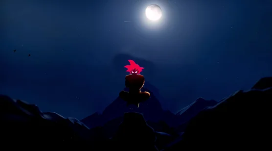 孙悟空·红发超赛 暗黑风月夜山峦浮空修炼动态电脑壁纸